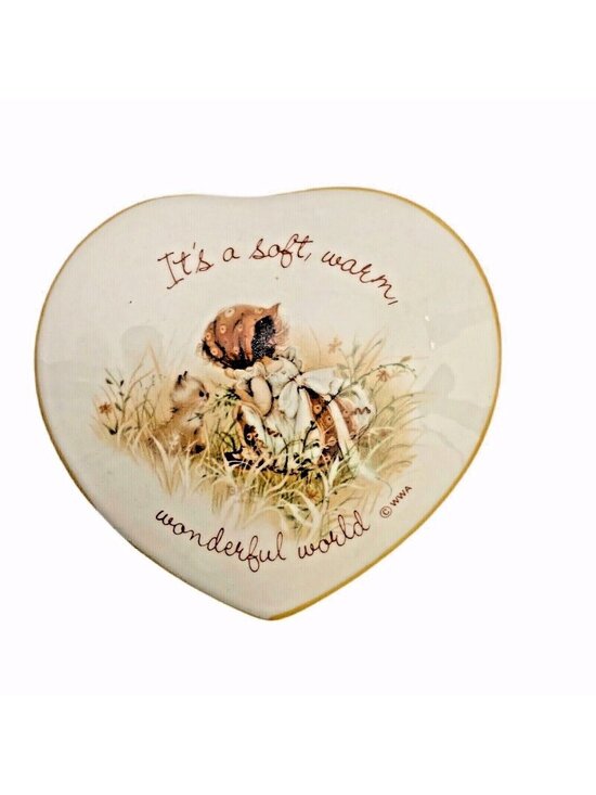 Gretchen Other - Vtg Gretchen Heart Stoneware Trinket Box Kitten Its A Soft Warm Wonderful World